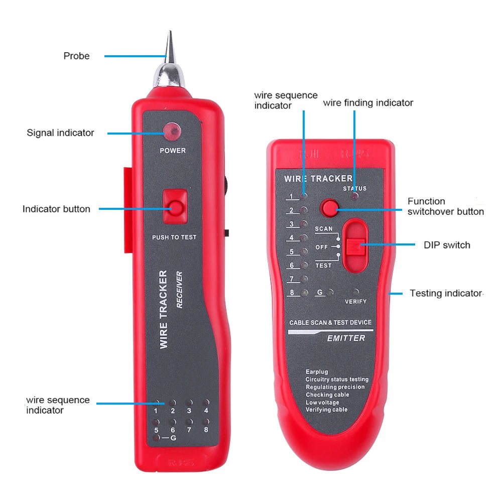 Testador e rastreador de cabo RJ11 RJ45 Kebidumei