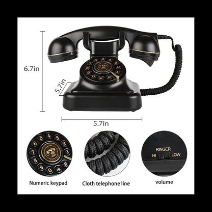 Telefone Fixo Retro com Campainha Clássica Metálica e Estilo Vintage para Escritório e Decoração