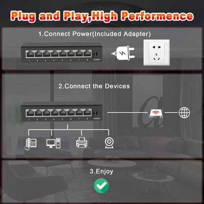 Switch Gigabit Ethernet Ienron – Modelos de 5, 8 e 10 Portas