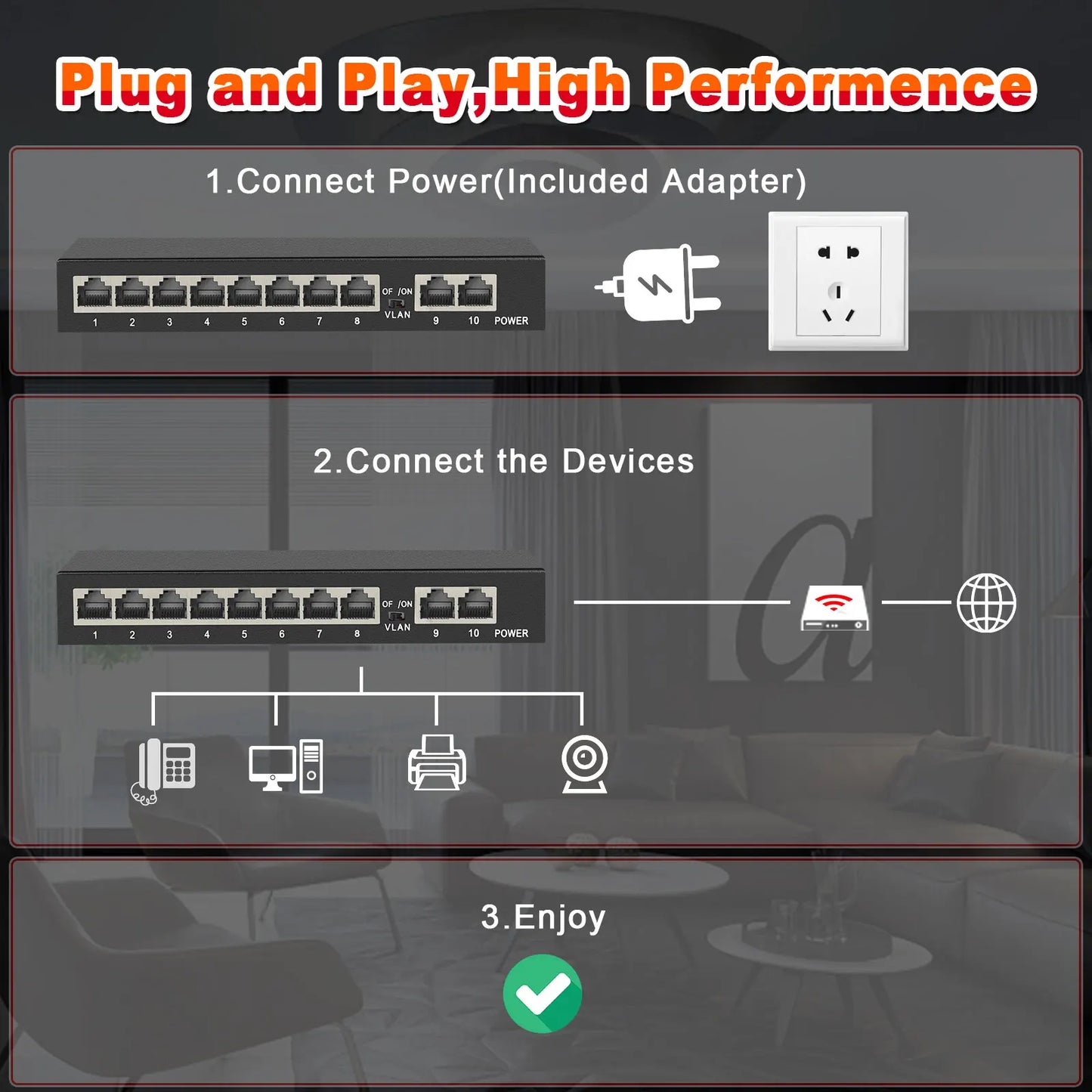 Switch Gigabit Ethernet Ienron – Modelos de 5, 8 e 10 Portas