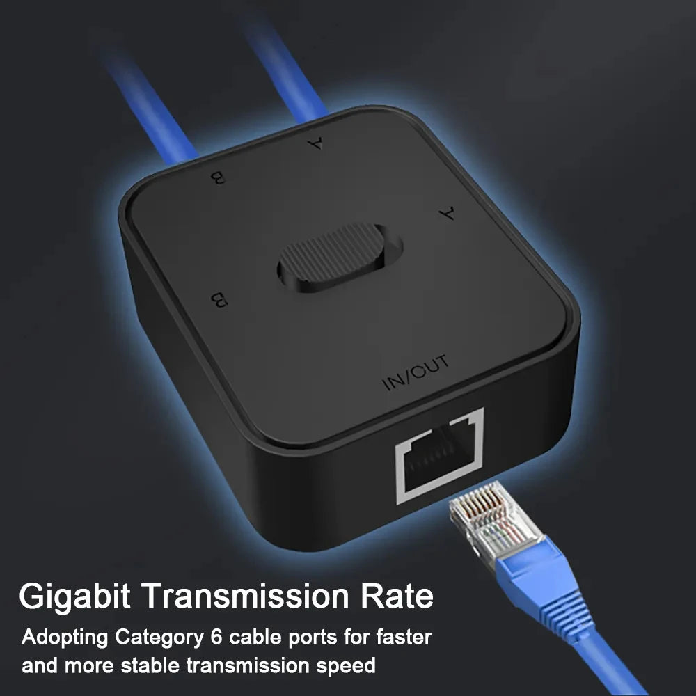 Spliter de Rede Gigabit 1000Mbps 2 Portas (1 Entrada e 2 Saídas) RJ45