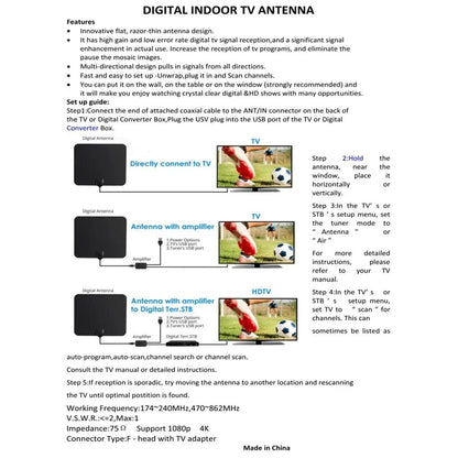 Antena Digital TDT Interior – Compacta, Leve e Perfeita para Canais Grátis em HD