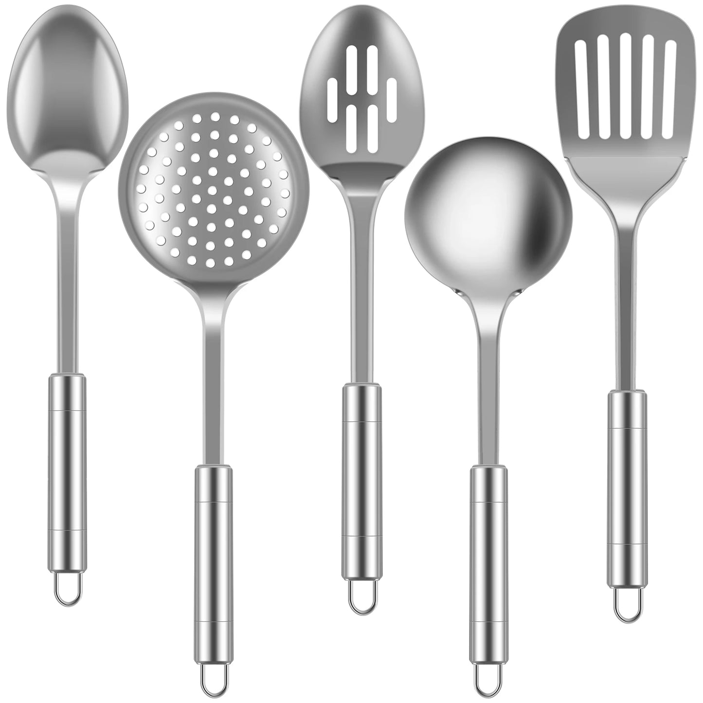 Conjunto de 5 Utensílios de Cozinha em Aço Inoxidável