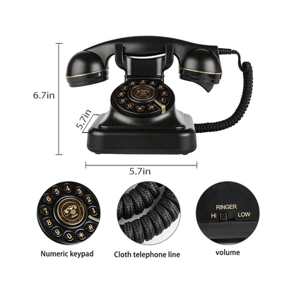 Telefone Fixo Retro com Campainha Clássica Metálica e Estilo Vintage para Escritório e Decoração
