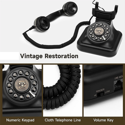 Telefone Fixo Retro com Campainha Clássica Metálica e Estilo Vintage para Escritório e Decoração